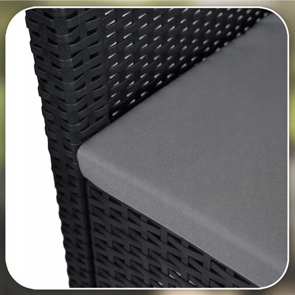 Комплект садовой мебели Mebel Elite Brenta из искусственного ротанга &mdash; диван, 2 кресла, стол, черный каркас с серыми подушками ME.BRENTA/CZ/RT/OGR/ZES фото