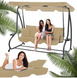 Качели садовые Garden Line KRE0759, 210&times;120&times;170 см, с регулируемым навесом, бежевые KRE0759 фото 2